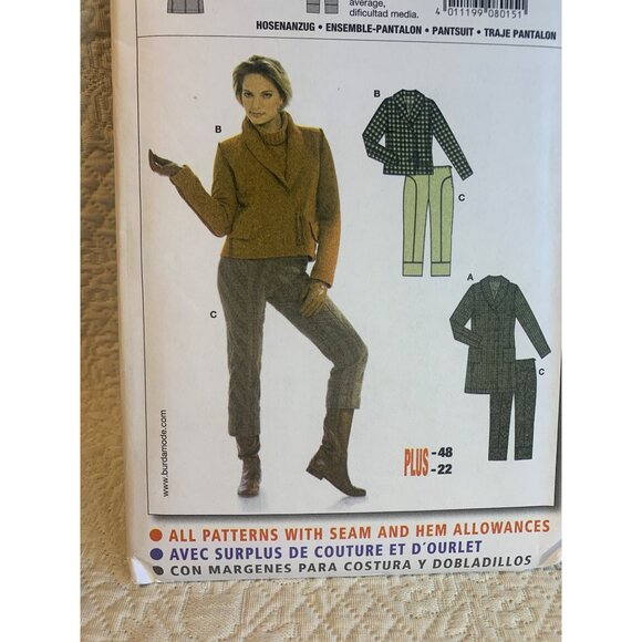 Burda Misses Jacket Pants Sewing Pattern sz 10-22 8015 - uncut - Picture 9 of 10